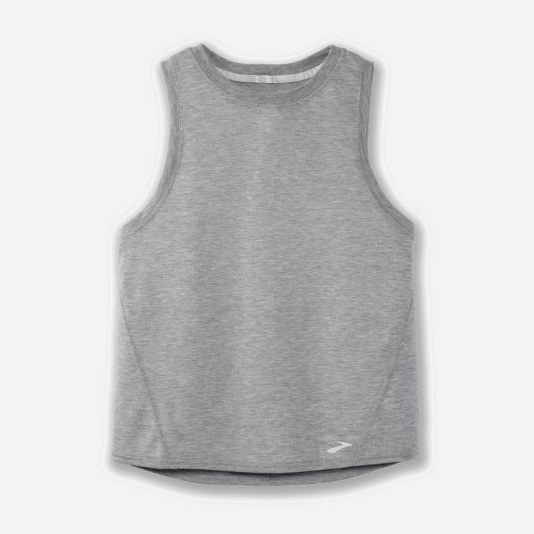 Brooks Women's Distance Running Tank Top Singapore - Heather Ash/Grey (05281-KIQU)